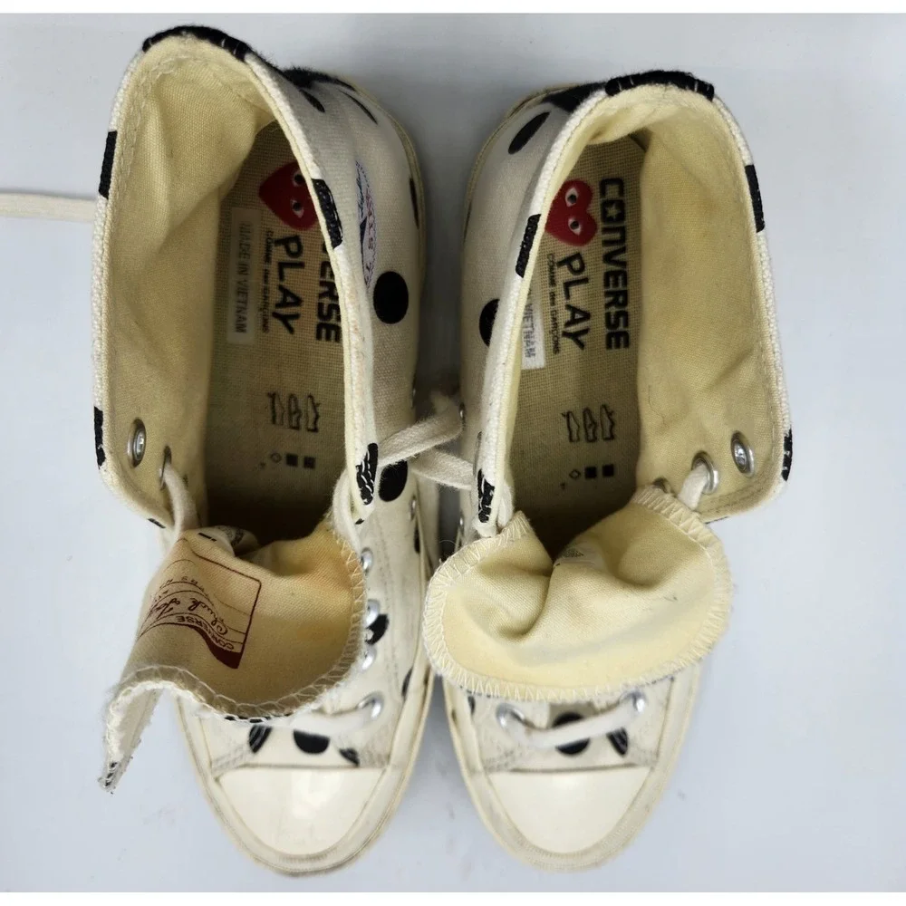 Comme Des Garcons Play x Chuck Taylor All Star High Top White Polka Dot M‎ 7 W 9